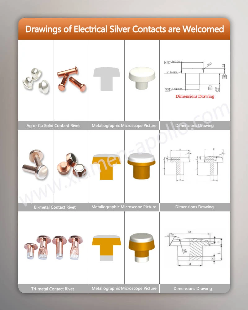 Drawings of Electrical Silver Contacts are Welcomed Drawings of Electrical Silver Contacts are Welcomed